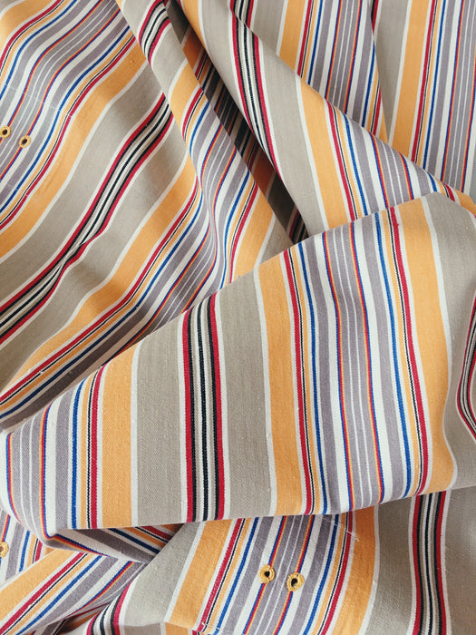 Cheerful ticking in yellow, beige, red, white stripes. Spain c.1950 - Lot of 2 pieces