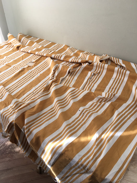 DISTRESSED - Yellow striped ticking. Spain c.1900 - Lot of 2 pieces