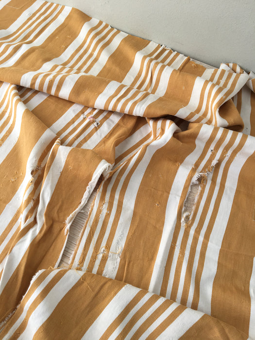 DISTRESSED - Yellow striped ticking. Spain c.1900 - Lot of 2 pieces