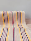 Colorful striped ticking in yellow, beige, red, white. Spain c.1950 - Lot of 5 pieces