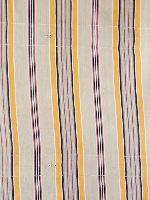 Colorful striped ticking in yellow, beige, red, white. Spain c.1950 - Lot of 5 pieces