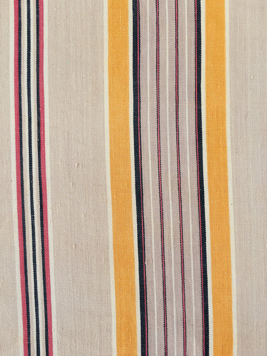 Colorful striped ticking in yellow, beige, red, white. Spain c.1950 - Lot of 5 pieces