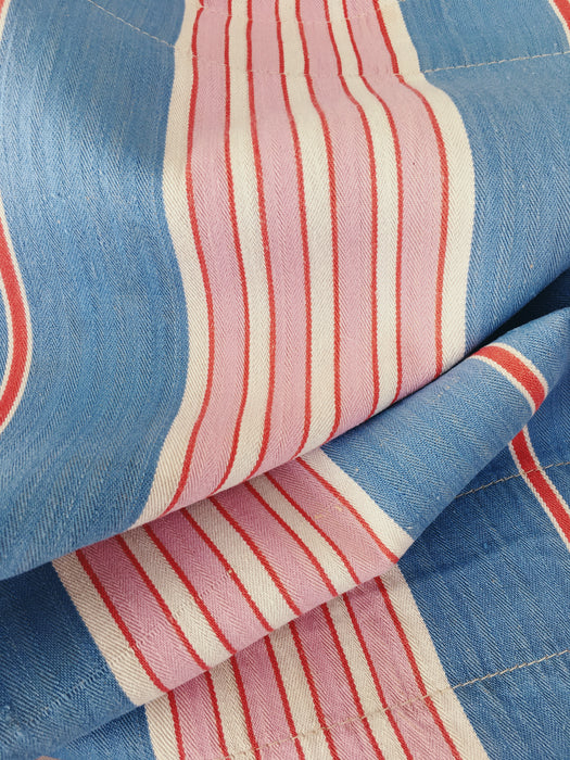 Fun mix of blue, pink and red stripes ticking. Spain c.1940 - Lot of 2 pieces