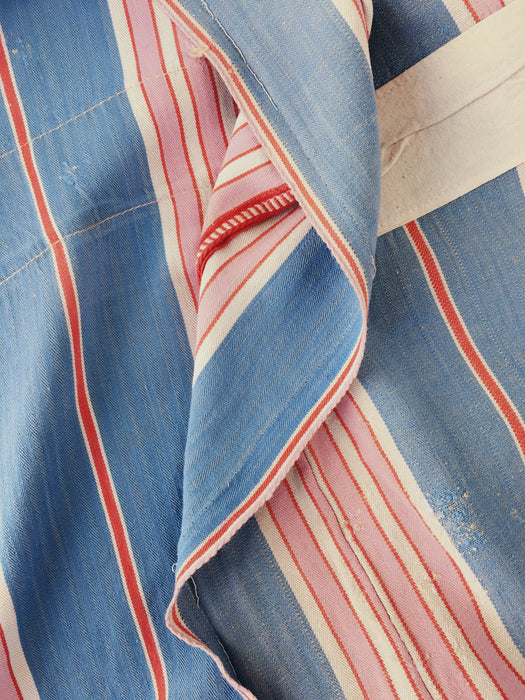 Fun mix of blue, pink and red stripes ticking. Spain c.1940 - Lot of 2 pieces