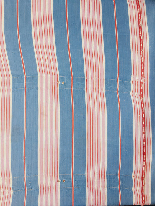 Fun mix of blue, pink and red stripes ticking. Spain c.1940 - Lot of 2 pieces