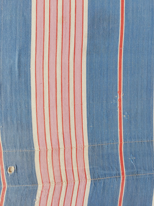 Fun mix of blue, pink and red stripes ticking. Spain c.1940 - Lot of 2 pieces