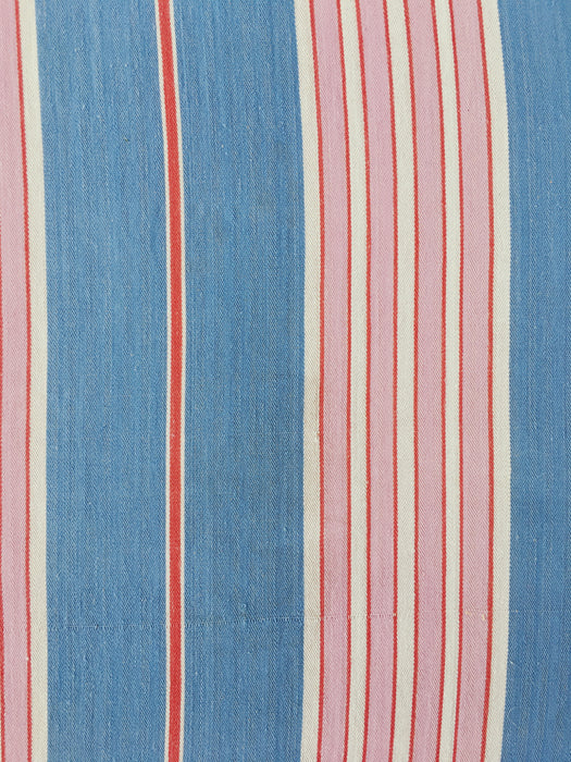 Fun mix of blue, pink and red stripes ticking. Spain c.1940 - Lot of 2 pieces