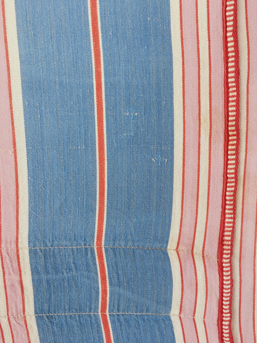 Fun mix of blue, pink and red stripes ticking. Spain c.1940 - Lot of 2 pieces