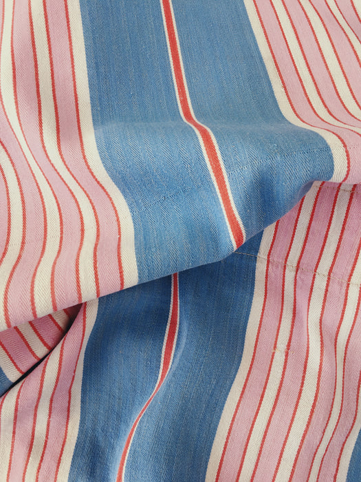 Fun mix of blue, pink and red stripes ticking. Spain c.1940 - Lot of 2 pieces