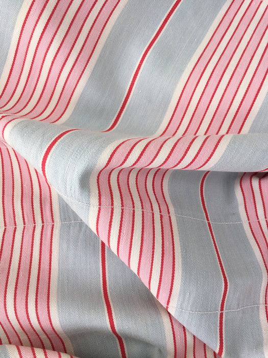 DISTRESSED - Pink and blue striped ticking. Spain c.1900 - Lot of 2 pieces