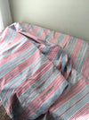 DISTRESSED - Pink and blue striped ticking. Spain c.1900 - Lot of 2 pieces