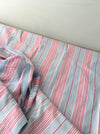 DISTRESSED - Pink and blue striped ticking. Spain c.1900 - Lot of 2 pieces
