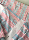 DISTRESSED - Pink and blue striped ticking. Spain c.1900 - Lot of 2 pieces