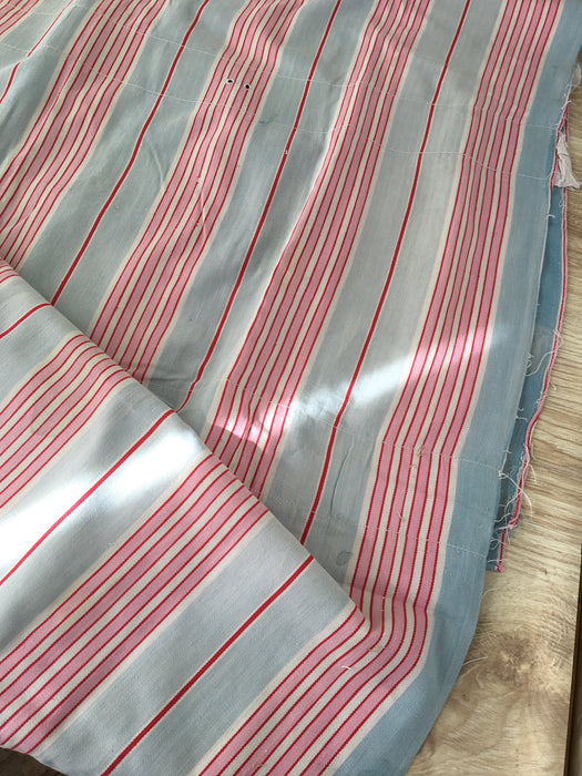 DISTRESSED - Pink and blue striped ticking. Spain c.1900 - Lot of 2 pieces