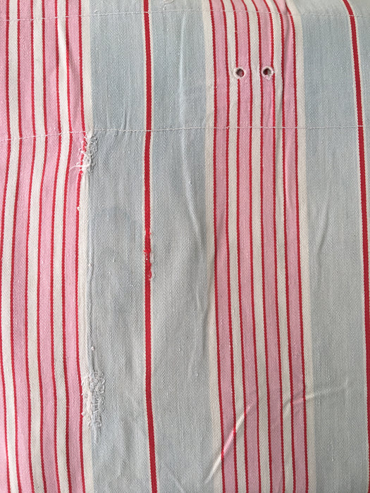 DISTRESSED - Pink and blue striped ticking. Spain c.1900 - Lot of 2 pieces