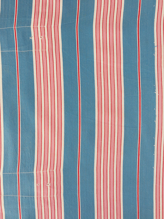 “Four pink stripes and one more” Cheerful ticking fabric. Spain c.1940 - 139×394 cm