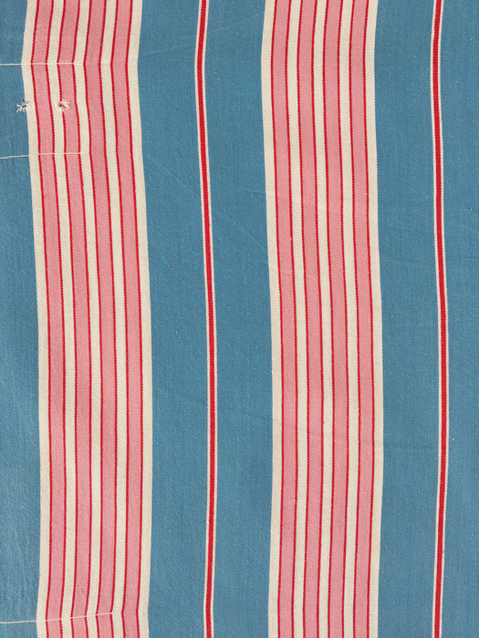 “Four pink stripes and one more” Cheerful ticking fabric. Spain c.1940 - 139×394 cm