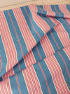 “Four pink stripes and one more” Cheerful ticking fabric. Spain c.1940 - 139×394 cm