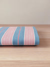 “Four pink stripes and one more” Cheerful ticking fabric. Spain c.1940 - Lot of 2 pieces