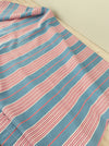 “Four pink stripes and one more” Cheerful ticking fabric. Spain c.1940 - Lot of 2 pieces