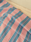 “Four pink stripes and one more” Cheerful ticking fabric. Spain c.1940 - Lot of 2 pieces