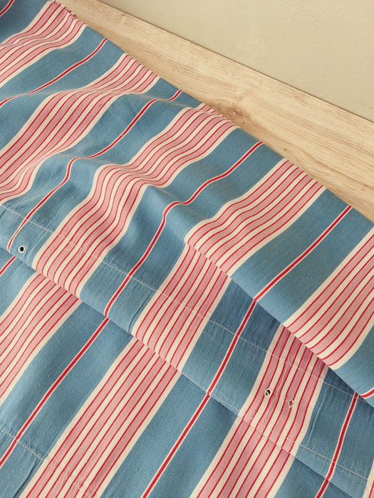 “Four pink stripes and one more” Cheerful ticking fabric. Spain c.1940 - Lot of 2 pieces