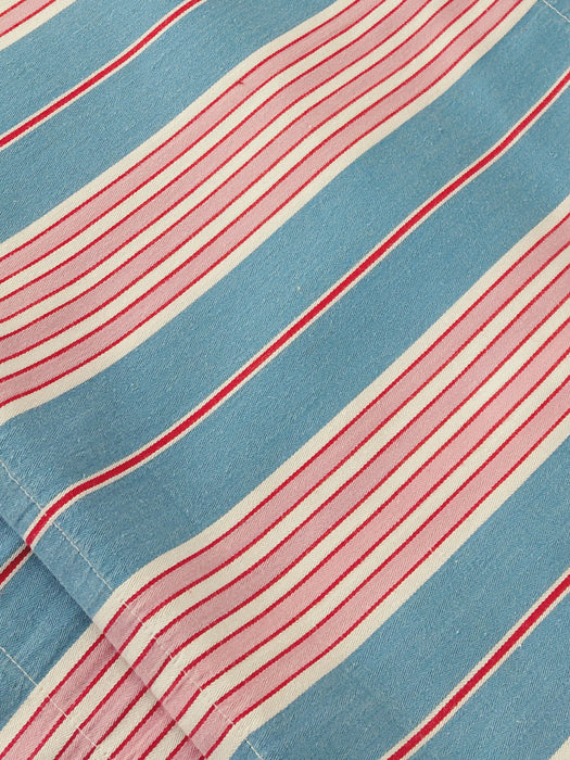 “Four pink stripes and one more” Cheerful ticking fabric. Spain c.1940 - Lot of 2 pieces