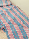 “Four pink stripes and one more” Cheerful ticking fabric. Spain c.1940 - Lot of 2 pieces