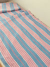 “Four pink stripes and one more” Cheerful ticking fabric. Spain c.1940 - Lot of 2 pieces