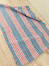 “Four pink stripes and one more” Cheerful ticking fabric. Spain c.1940 - Lot of 2 pieces