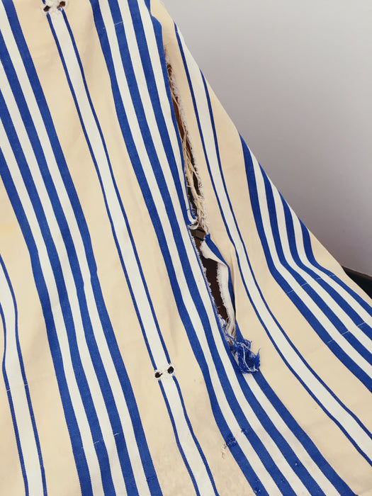 Ticking in stripes blue, beige and white. Spain c.1950