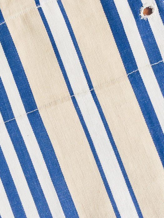 Ticking in stripes blue, beige and white. Spain c.1950