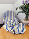 Ticking in stripes blue, beige and white. Spain c.1950