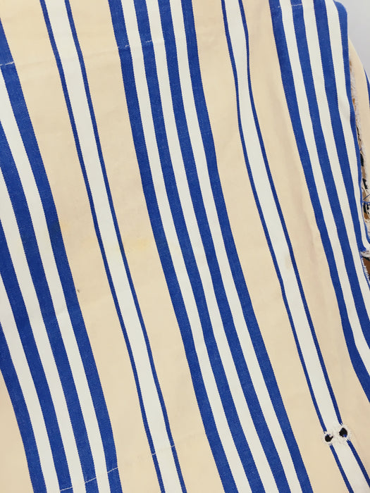 Ticking in stripes blue, beige and white. Spain c.1950