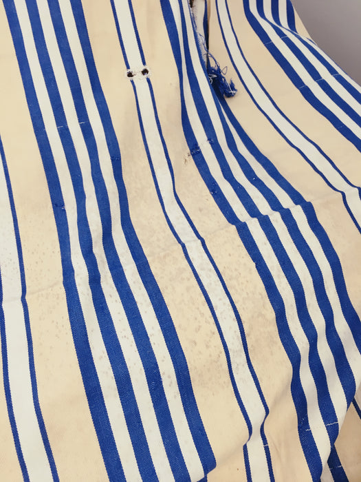 Ticking in stripes blue, beige and white. Spain c.1950