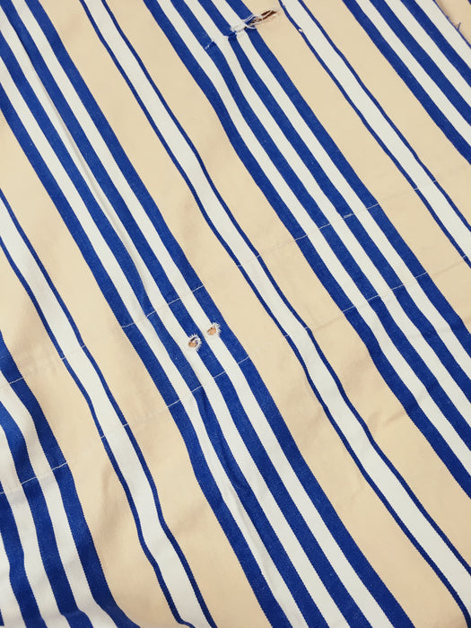 Ticking in stripes blue, beige and white. Spain c.1950