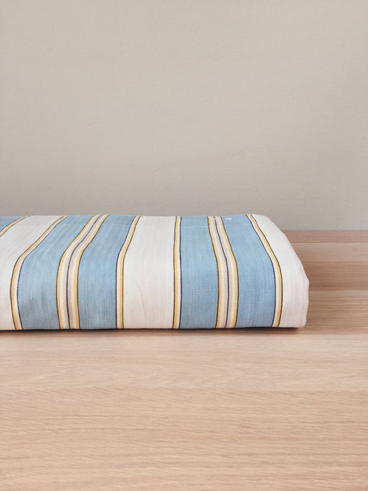 Light blue and gray striped ticking. Herringbone. Spain c.1950 - Lot of 2 pieces