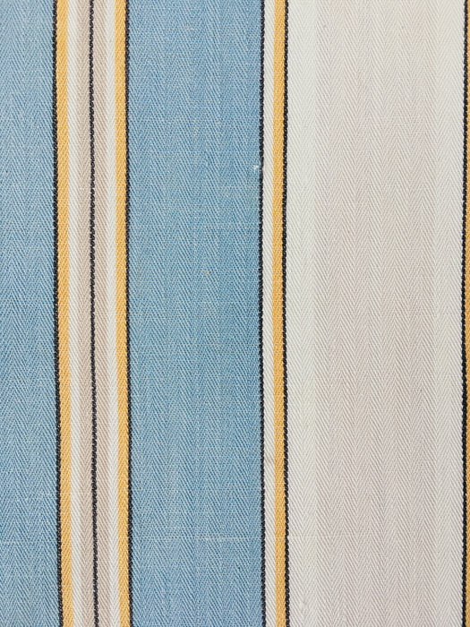 Light blue and gray striped ticking. Herringbone. Spain c.1950 - Lot of 2 pieces