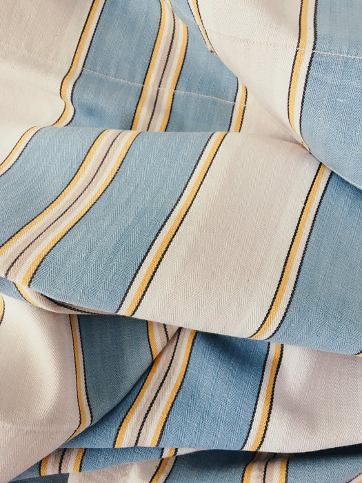 Light blue and gray striped ticking. Herringbone. Spain c.1950 - Lot of 2 pieces