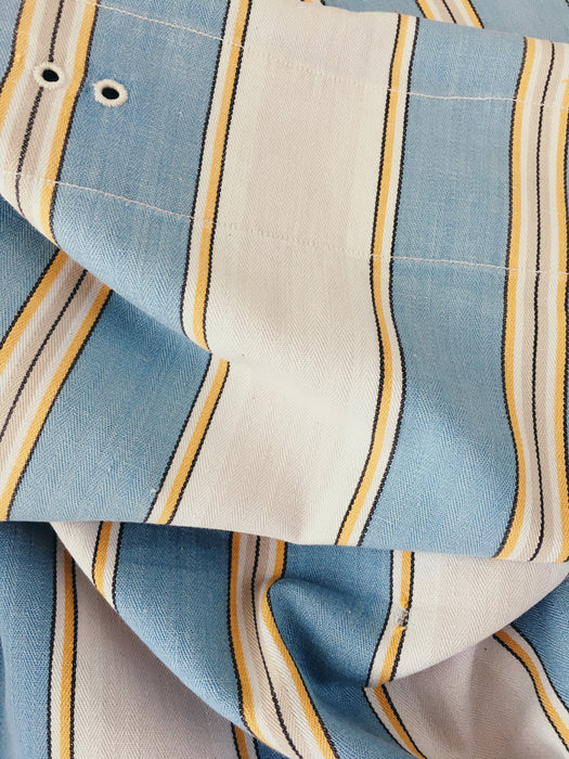 Light blue and gray striped ticking. Herringbone. Spain c.1950 - Lot of 2 pieces