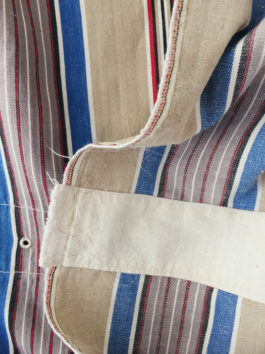 Blue, red and beige striped ticking. Spain c.1950 - Lot of 2 pieces