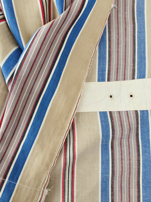 Blue, red and beige striped ticking. Spain c.1950 - Lot of 2 pieces