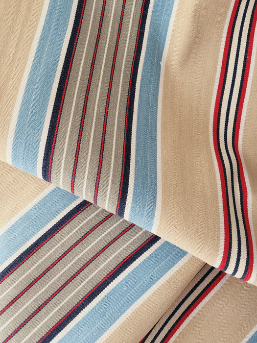 Blue, red and beige striped ticking. Spain c.1950 - Lot of 2 pieces