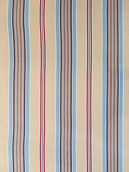 Blue, red and beige striped ticking. Spain c.1950 - Lot of 2 pieces