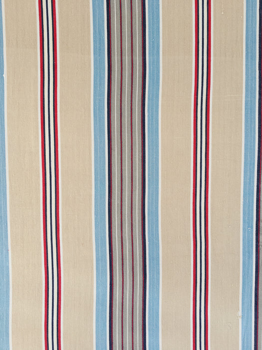 Blue, red and beige striped ticking. Spain c.1950 - Lot of 2 pieces
