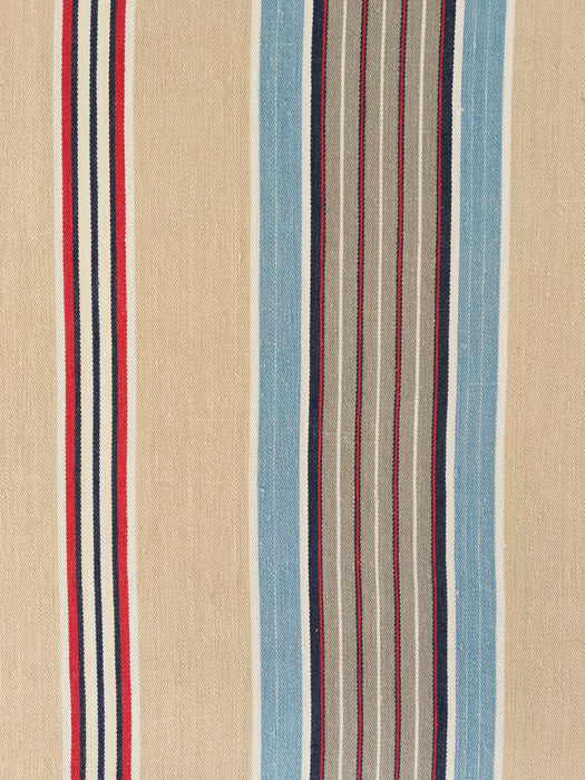 Blue, red and beige striped ticking. Spain c.1950 - Lot of 2 pieces