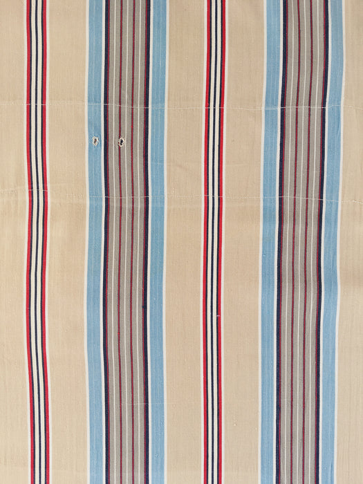 Blue, red and beige striped ticking. Spain c.1950 - Lot of 2 pieces