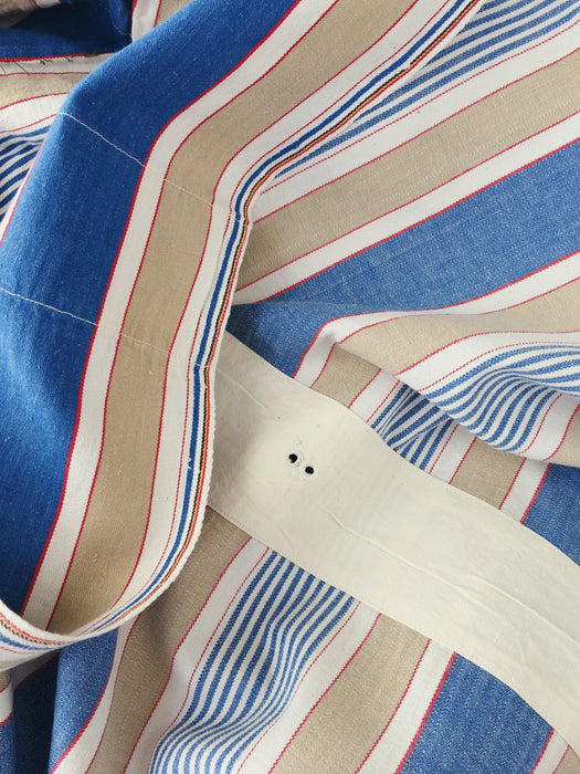 Blue, white and beige striped ticking. Spain c.1950 - 118×100 cm