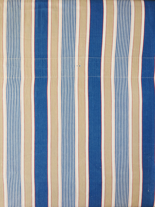 Blue, white and beige striped ticking. Spain c.1950 - 118×100 cm