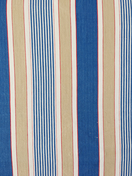 Blue, white and beige striped ticking. Spain c.1950 - 118×100 cm